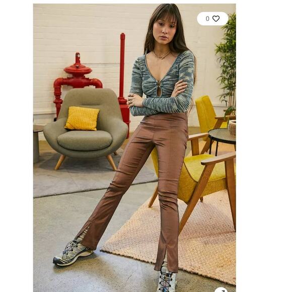New Free People x Hosbjerg Elora Flare Pants $168 EU MEDIUM/US 6 Metallic Walnut - Picture 6 of 10